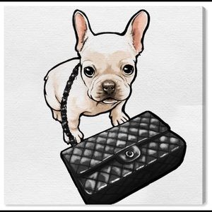 Oliver Gal “Classy Frenchie Black Bag” Canvas Art
